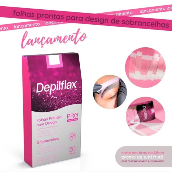 Depilflax Folhas Prontas Rosa para Design de  Sobrancelhas 20 folhas