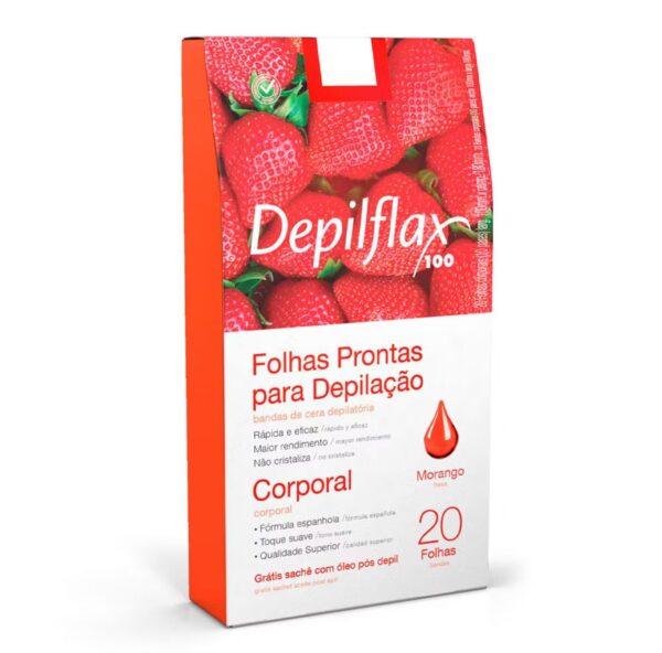 Depilflax Folhas Prontas Corporal de Morango C/20 folhas