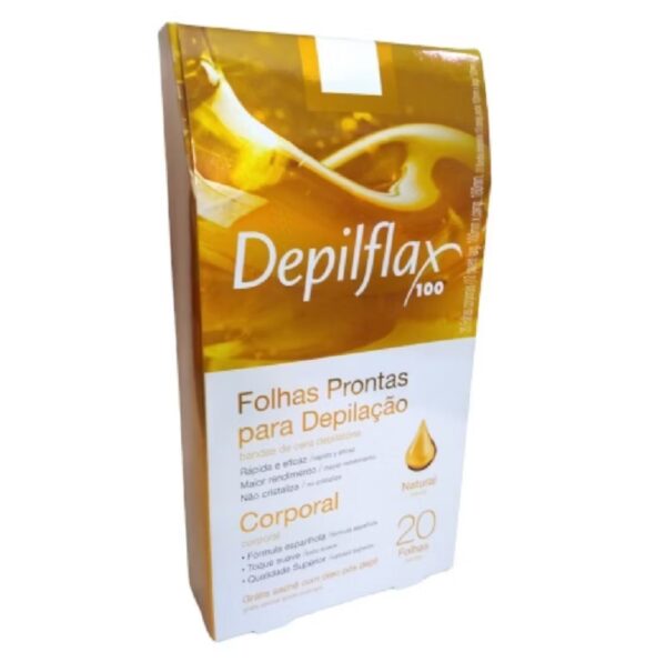 Depilflax 20 Folhas Prontas De Cera Depilatória Corporal - Natural